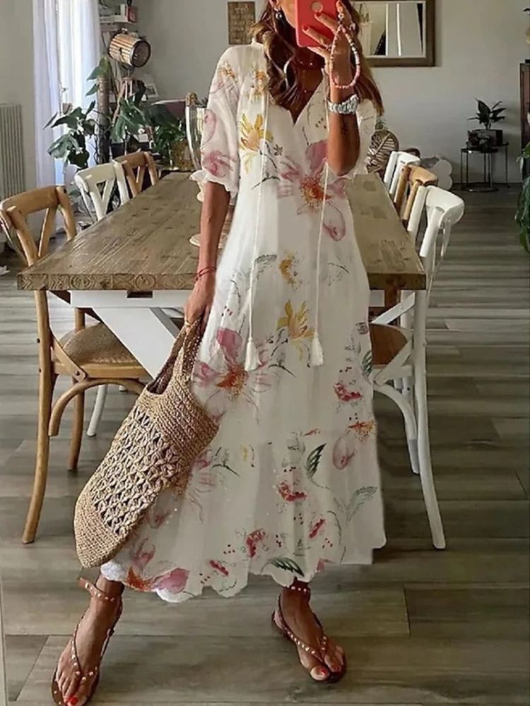 Élodie™ — Vestido maxi floral de terciopelo elegante