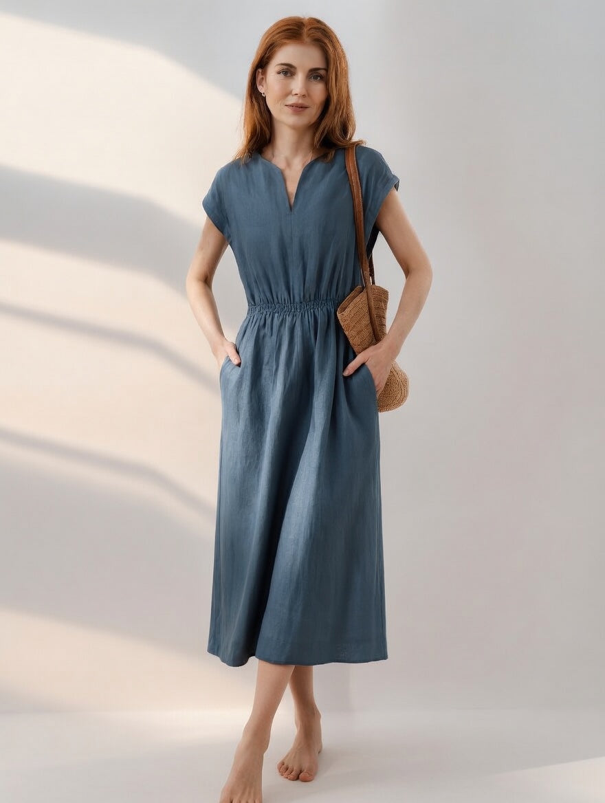 Lina — Vestido de lino mezclado fluido y elegante