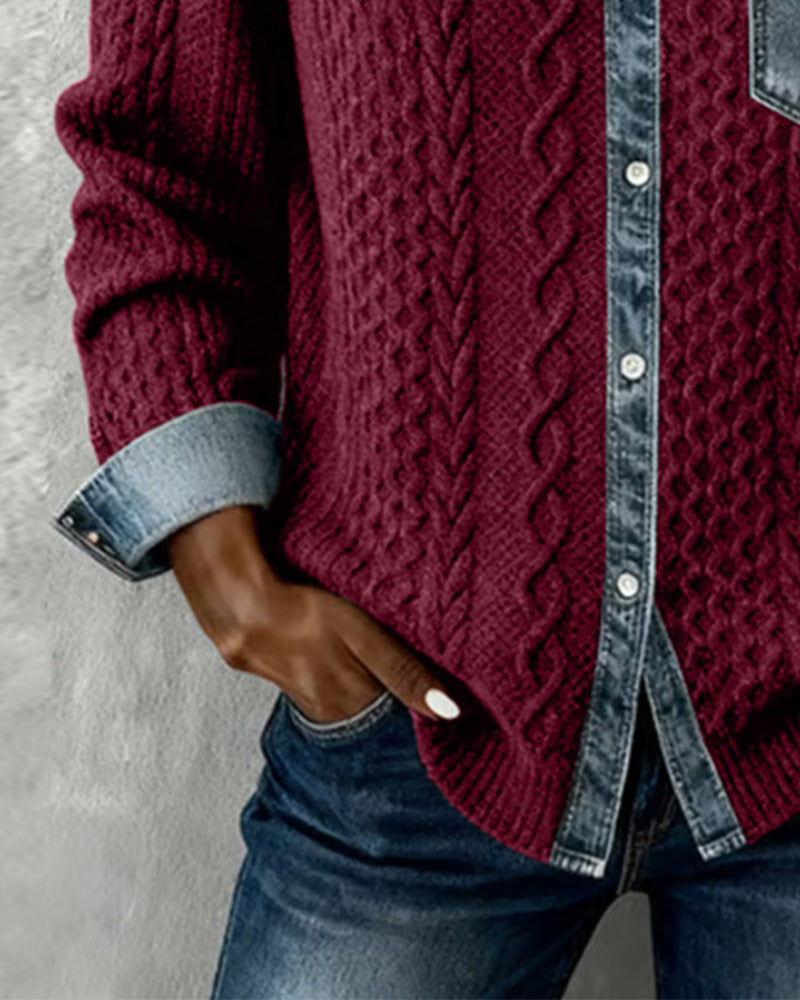 Patricia | Chaqueta de Punto con Detalles Vaqueros