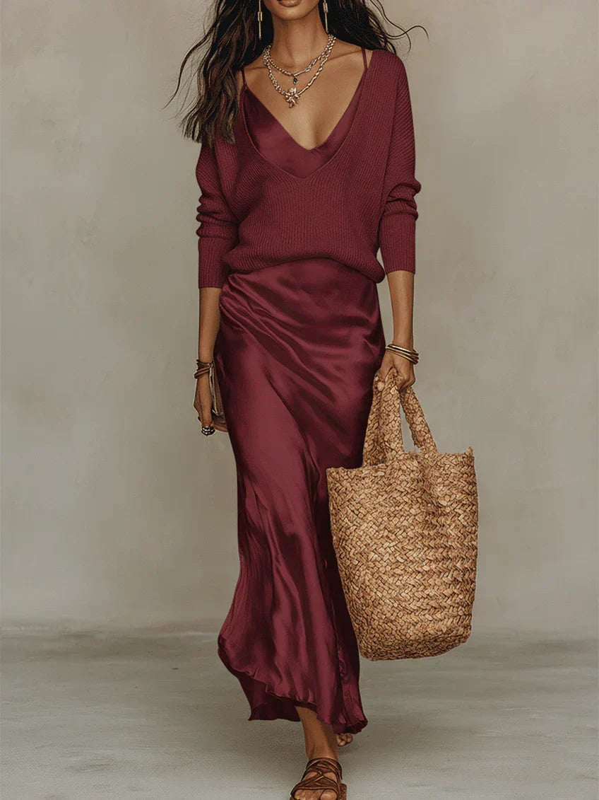 Anaís | Vestido Midi Satinado Elegante