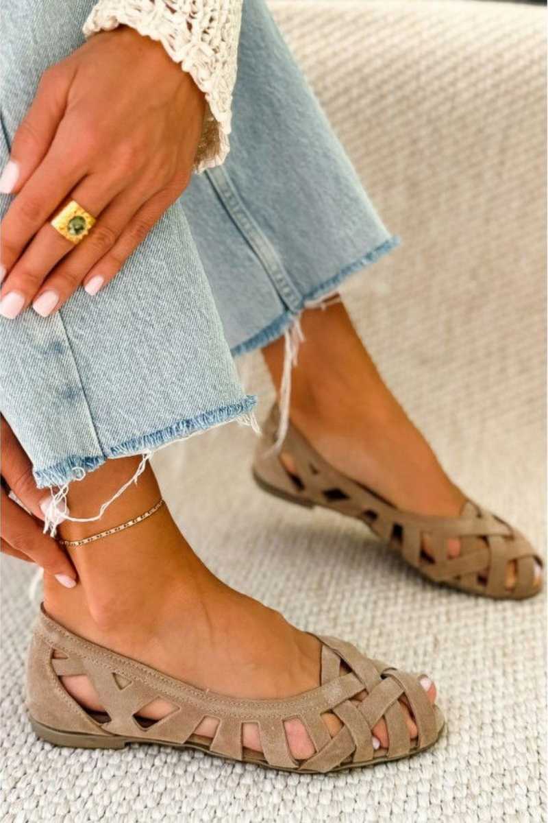Sandalias Trenzadas Casual Planas de Punta Abierta con Tiras Cruzadas