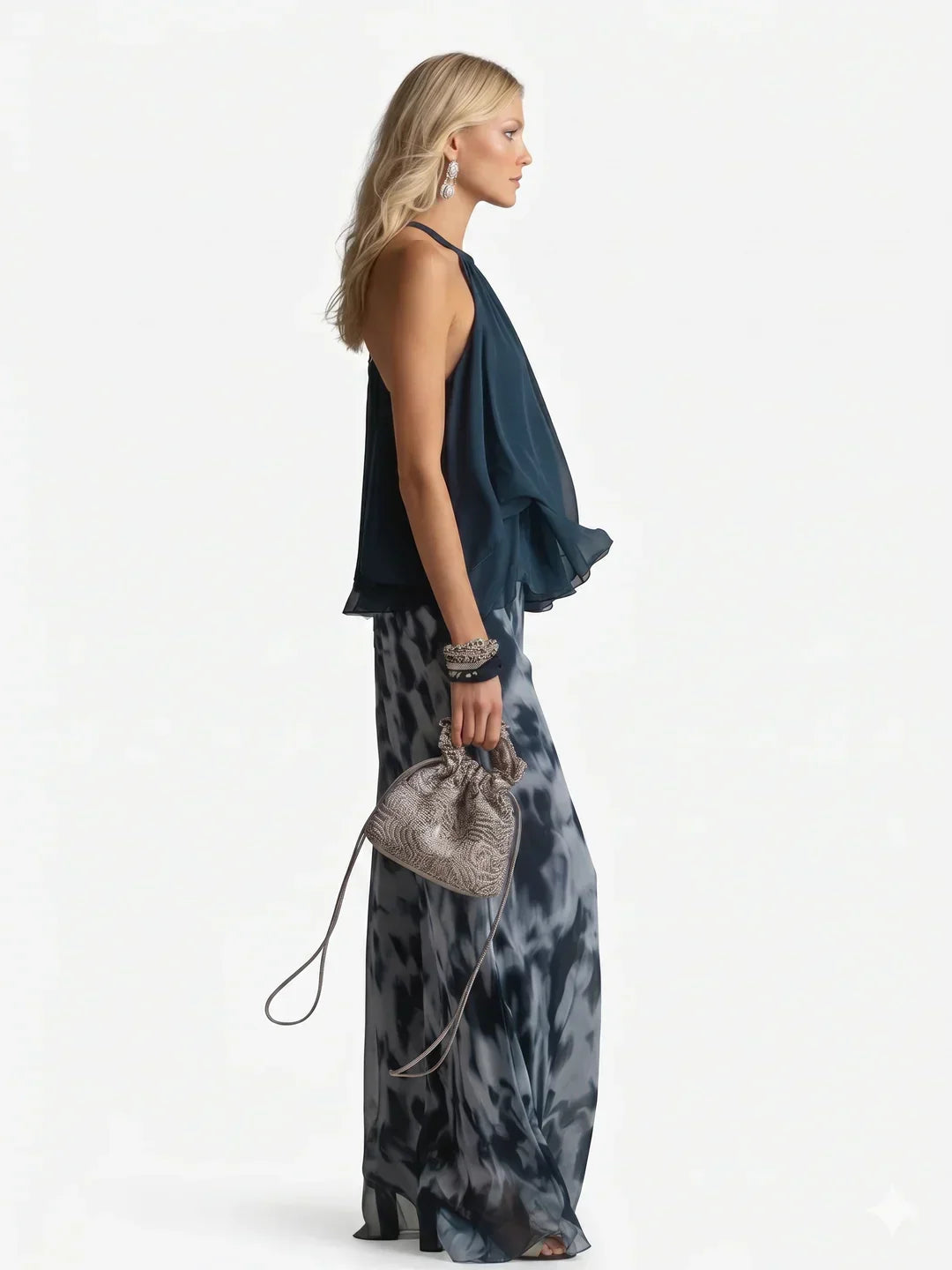 Conjunto de Dos Piezas de Chifón Elegante