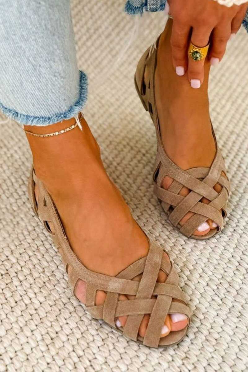 Sandalias Trenzadas Casual Planas de Punta Abierta con Tiras Cruzadas