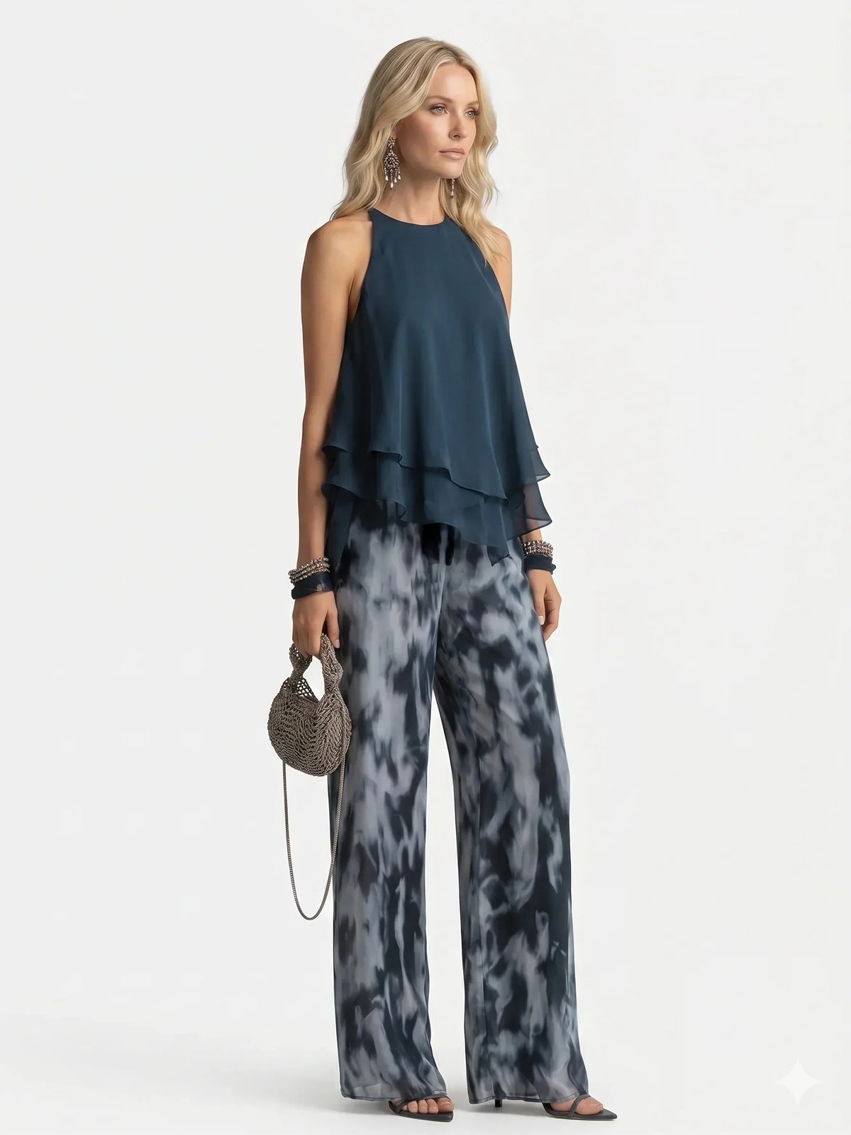 Conjunto de Dos Piezas de Chifón Elegante