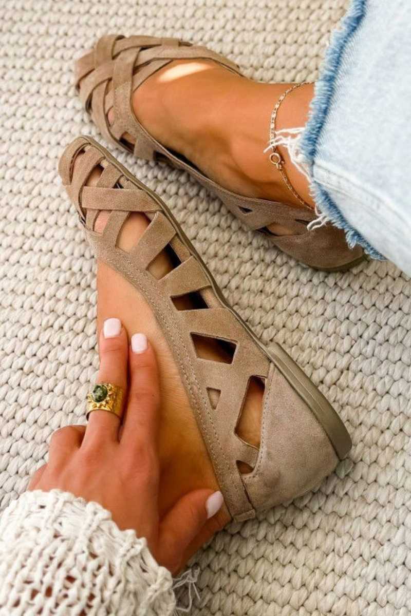 Sandalias Trenzadas Casual Planas de Punta Abierta con Tiras Cruzadas