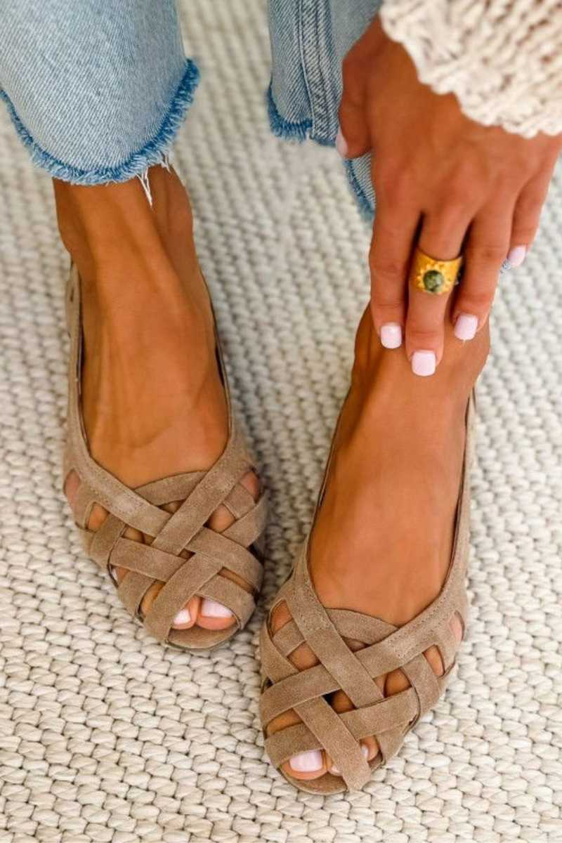 Sandalias Trenzadas Casual Planas de Punta Abierta con Tiras Cruzadas