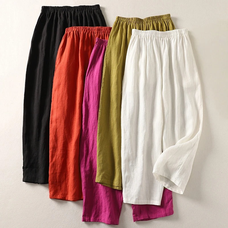 Amalia™ — Pantalón fluido de algodón y lino