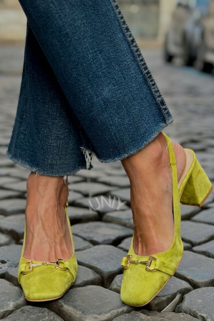 Zapatos de Tacón de Bloque Slingback de Ante Oliva