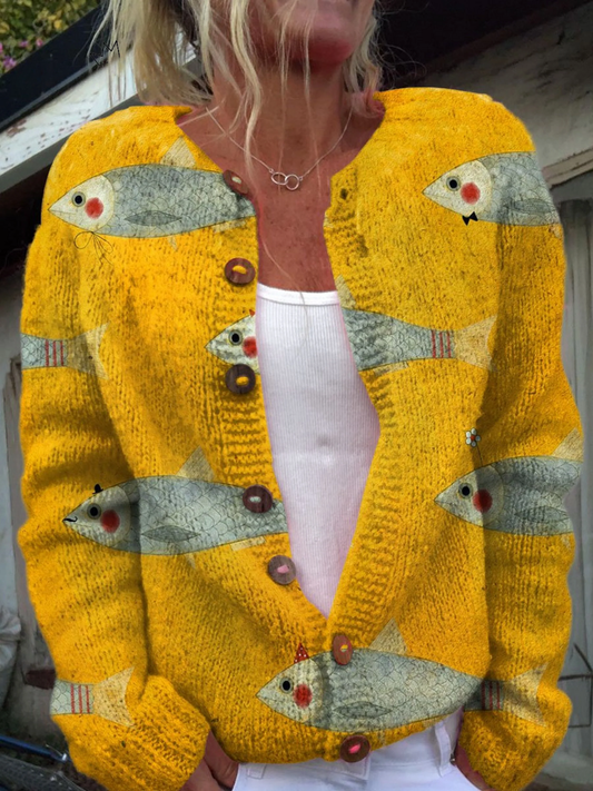 Marisol | Chaqueta de Punto Peces en Amarillo