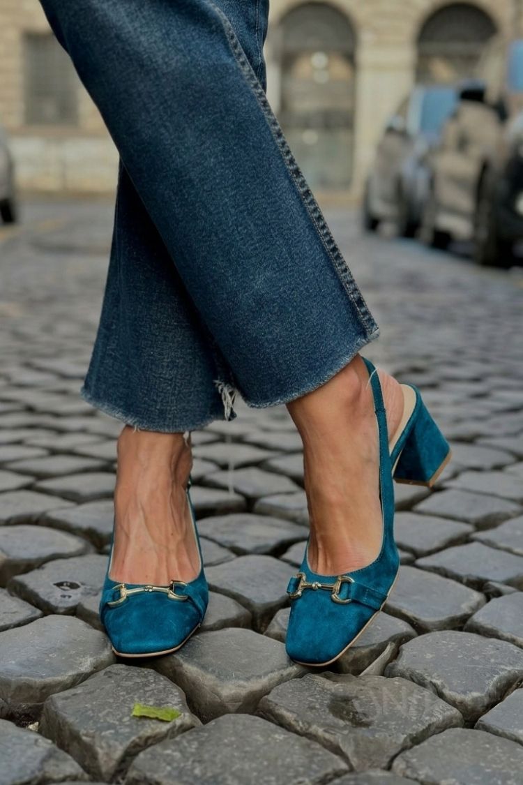Zapatos de Tacón de Bloque Slingback de Ante Oliva