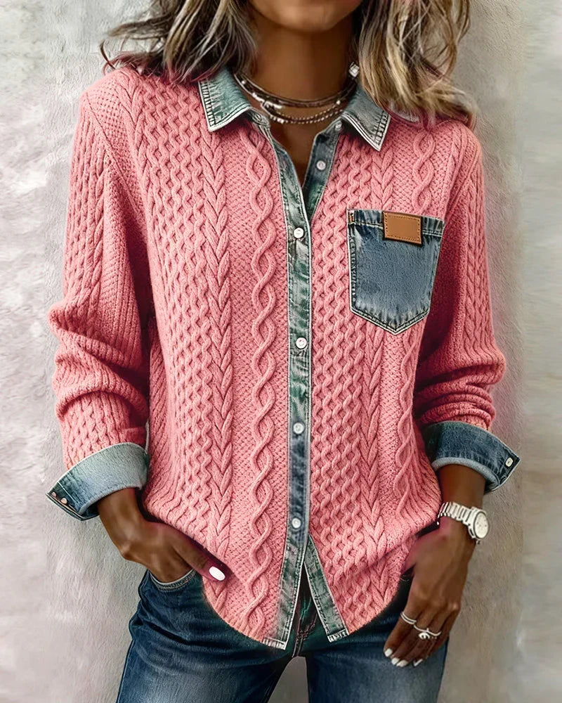 Patricia | Chaqueta de Punto con Detalles Vaqueros