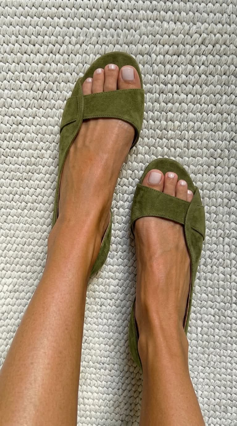 Sandalias Slingback de Ante Casual Planas de Punta Abierta