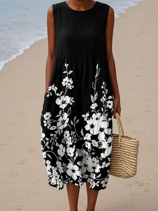 Chloe | Vestido Midi Sin Mangas Estampado