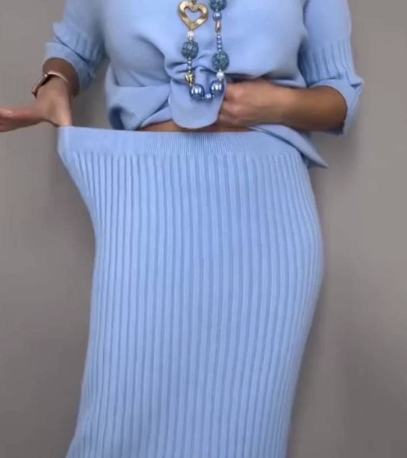 Debora | Conjunto de Punto con Falda Midi Canalé