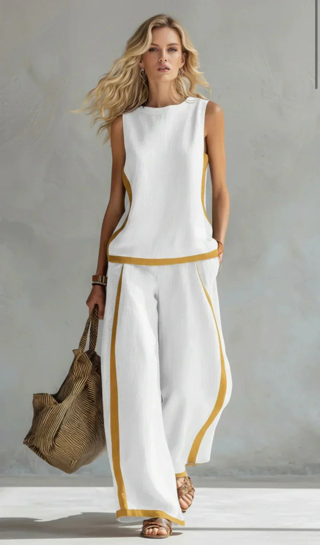 Úrsula | Conjunto de Chaleco y Pantalón Chic-Desenfadado con Acabados Bicolor