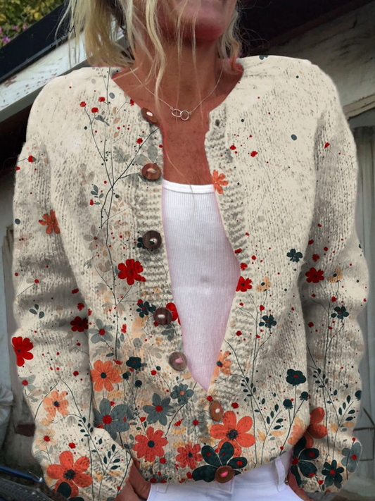 Sabrina | Chaqueta de Punto Floral en Canalé