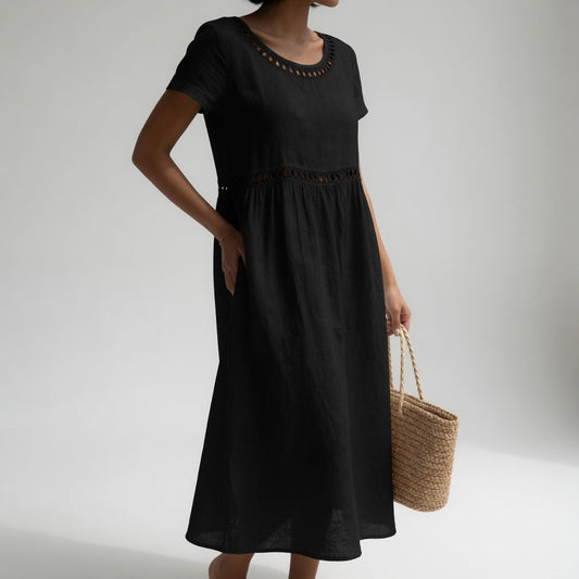 Pernelle™ — Vestido midi 100% algodón bordado, feminidad suave