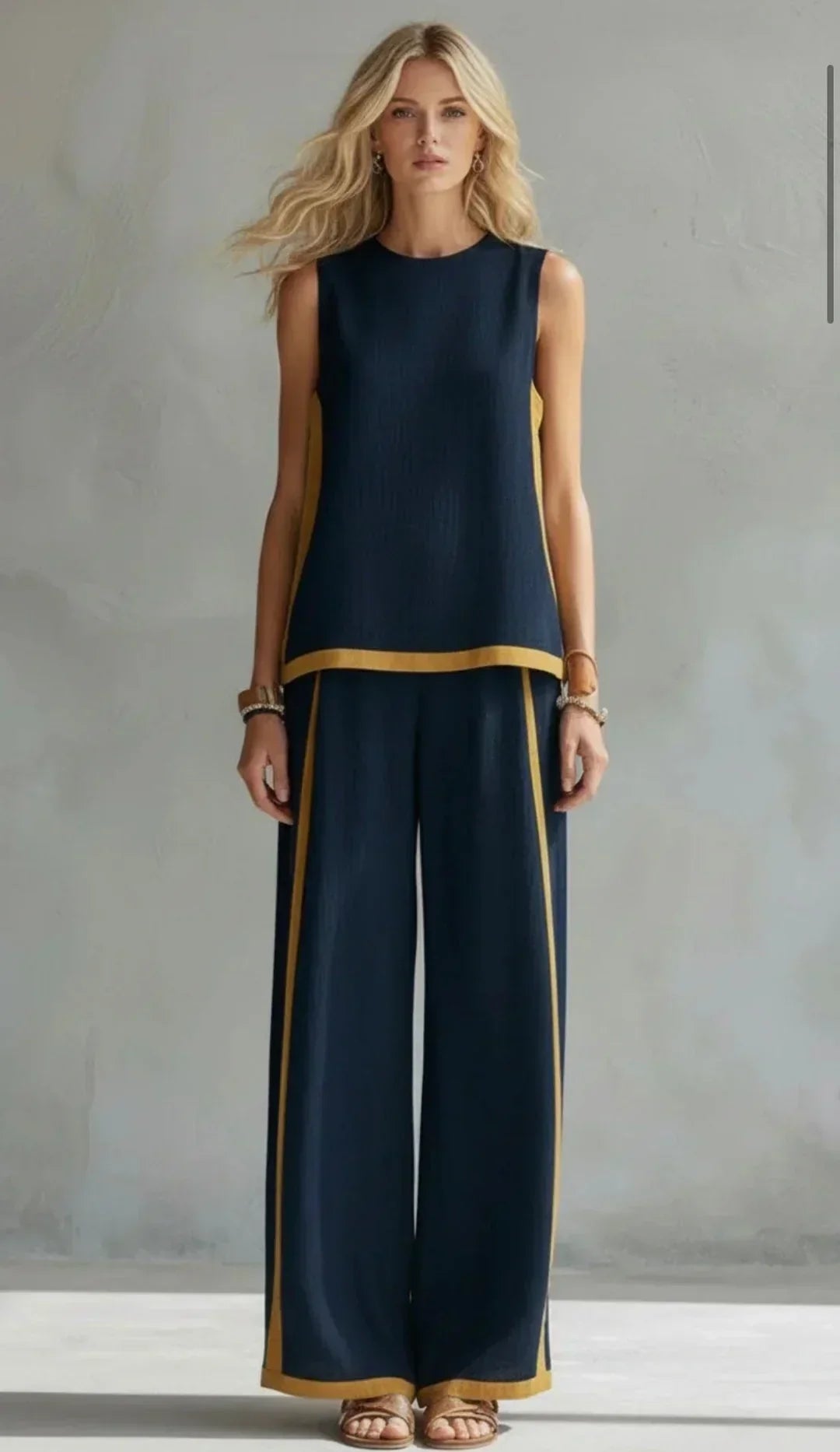 Úrsula | Conjunto de Chaleco y Pantalón Chic-Desenfadado con Acabados Bicolor