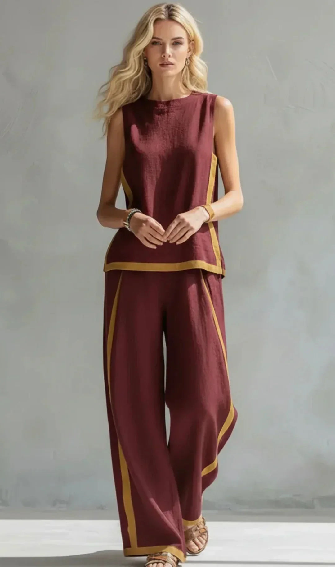 Úrsula | Conjunto Elegante y Desenfadado de Chaleco y Pantalón con Acabados Bicolor