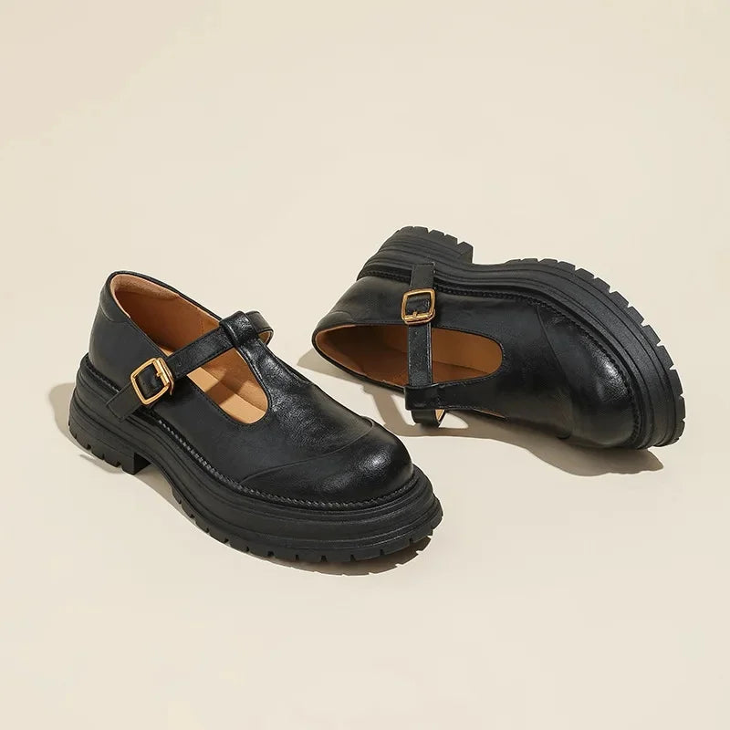 Emilia | Zapatos Mary Jane con Hebilla Dorada
