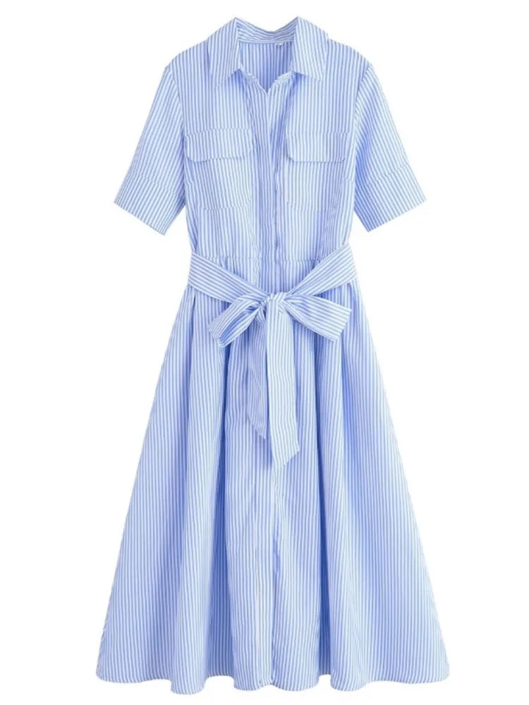 Margot | Vestido Camisero de Manga Corta con Bolsillos