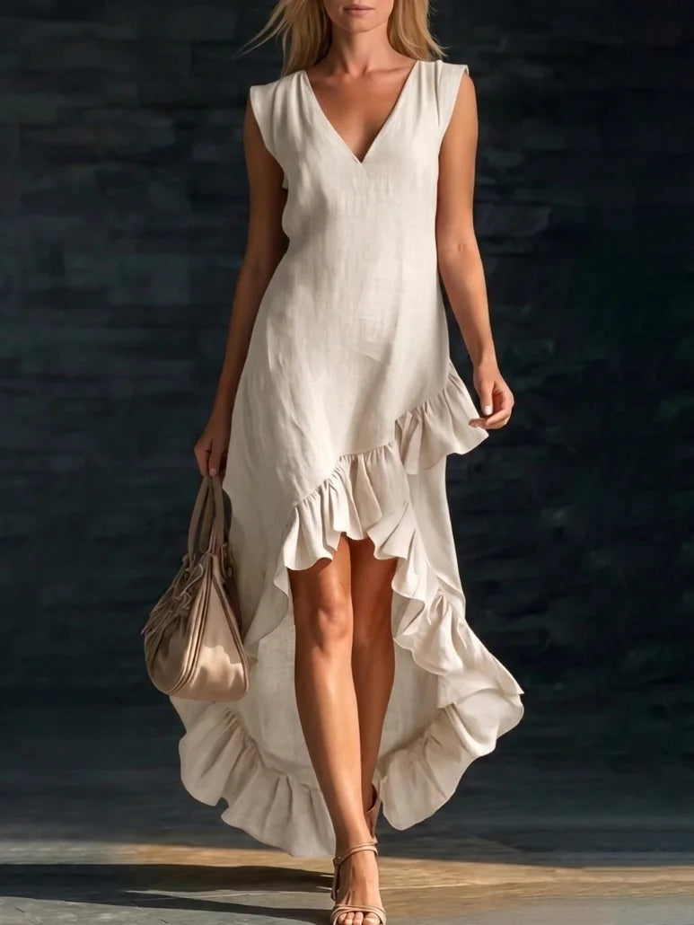 ROWAN | Vestido Maxi Sin Mangas con Bajo de Volante