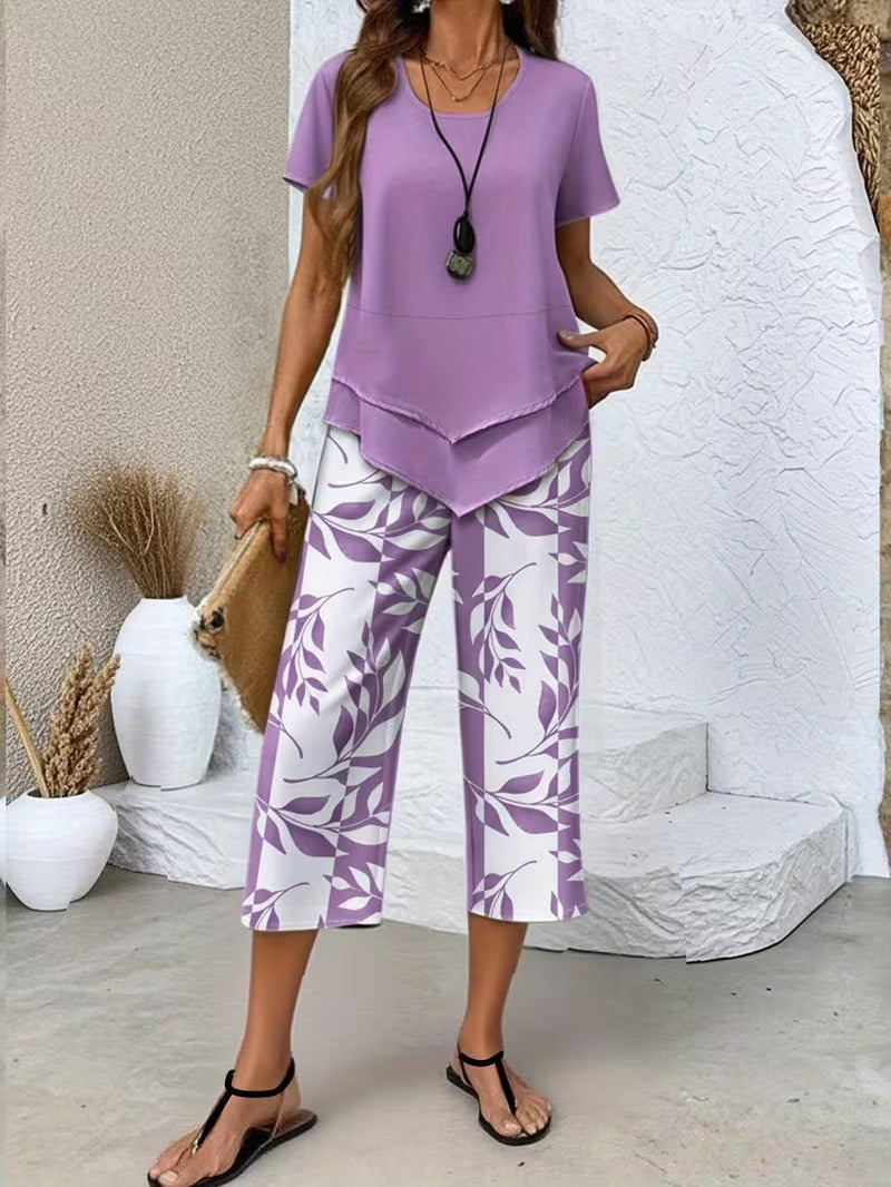 Avy™ | Conjunto Casual de Dos Piezas con Estampado de Hojas